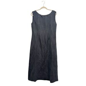 NWT Silk Linen Blend Lightweight Sleeveless Midi Maxi Dress Size L Black